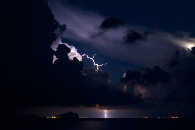 lightning in the sky over Eolian Islands
