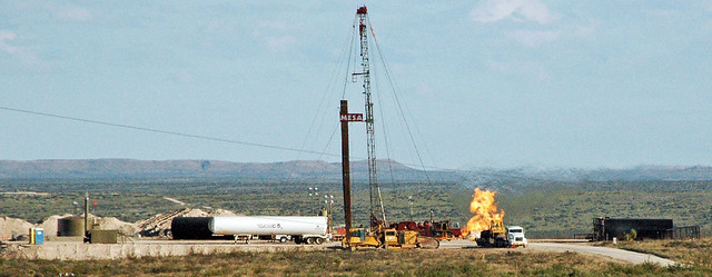 Natural gas flare at petroleum well site (Whites City, New Mexico, USA) 2