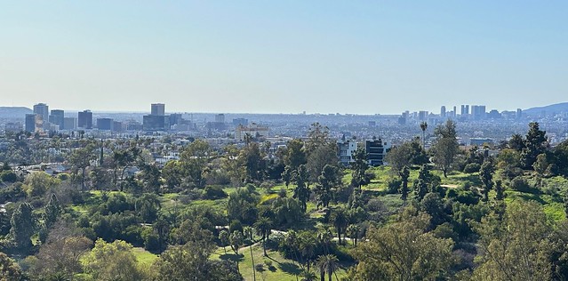 This is the continuous route for the Los Angeles Chinatown Firecracker 10k Run race route runners running through the top of the hill peak at Angels Point Drive and Park Row Drive Elysian Park followed by the view of the Echo Park, Silver Lake, Hollywood,