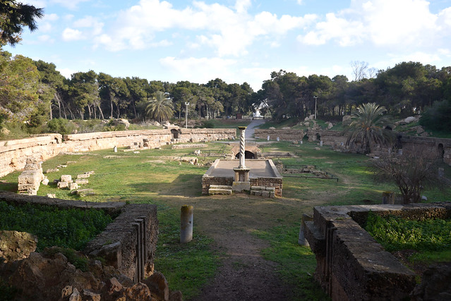 The Roman amphitheatre of Carthage, constructed in the first century or the beginning of the 2nd century AD, its capacity is estimated at 30,000 seats, Tunisia