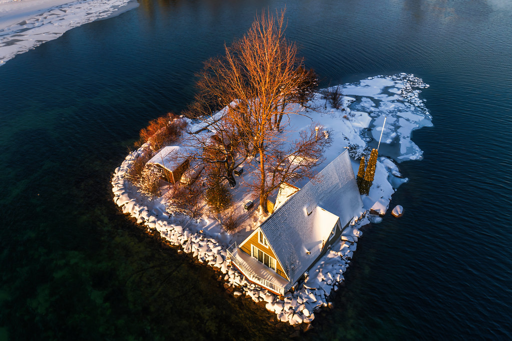 Island Retreat in the Snow