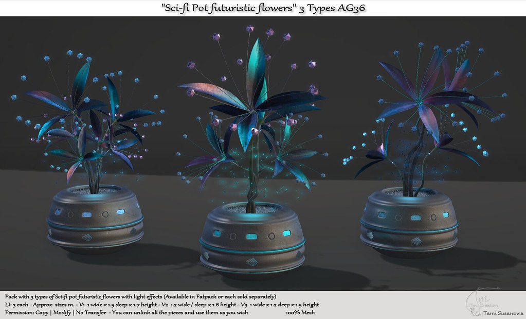 .:Tm:.Creation "Sci-fi Pot futuristic flowers" 3 Types AG36