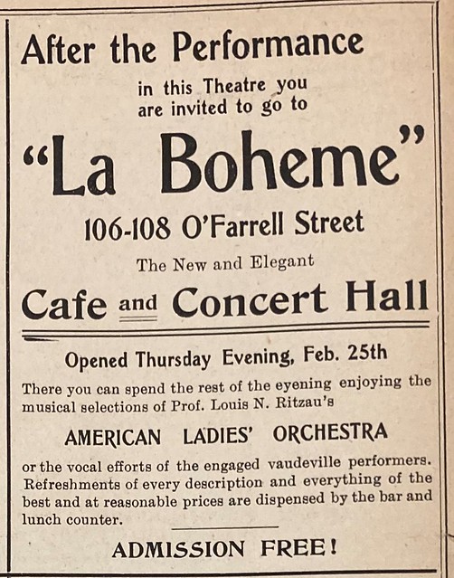American Ladies' Orchestra La Boheme ad