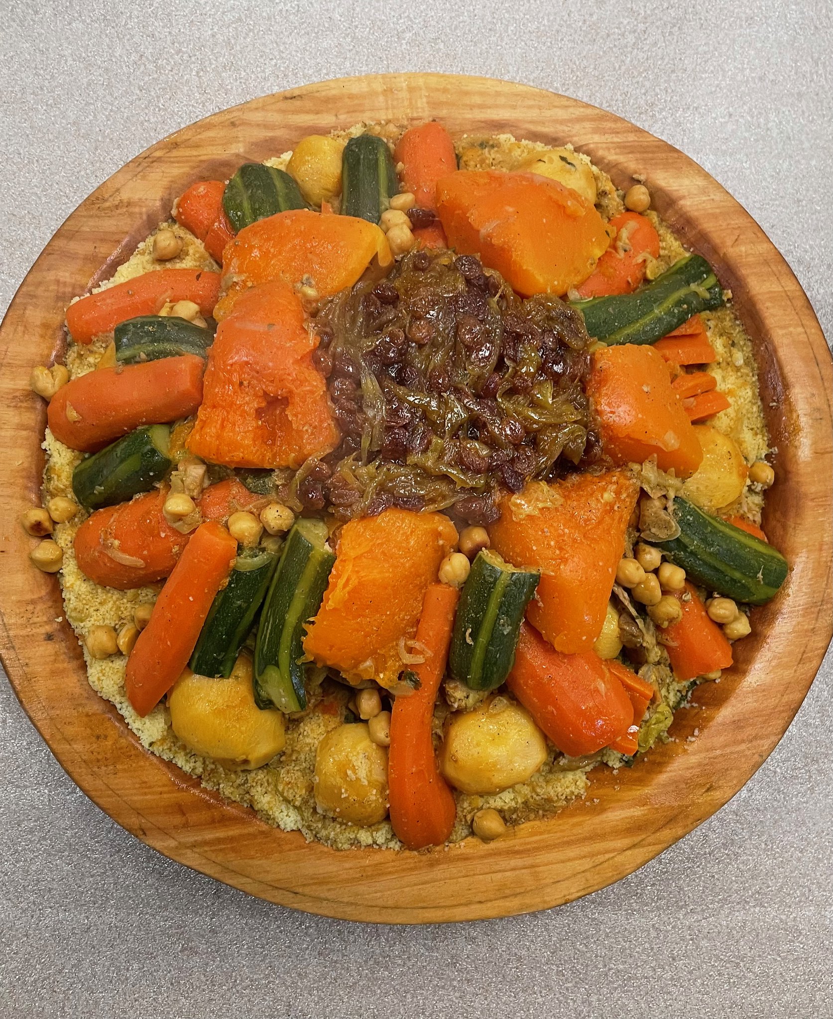 Couscous marocain au veau et à la courge, fait par madame Khalil