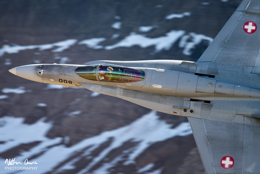 Swiss Air Force McDonnell Douglas F/A-18C Hornet J-5008 low level at Axalp