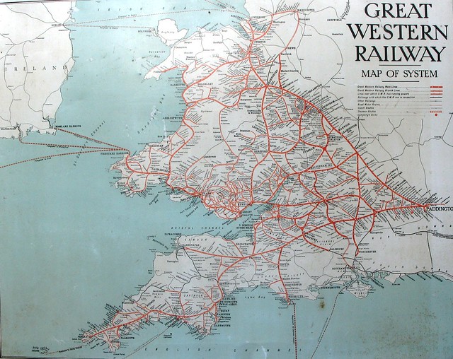 Go West, life is peaceful there: Map of the Great Western Railway circa 1930
