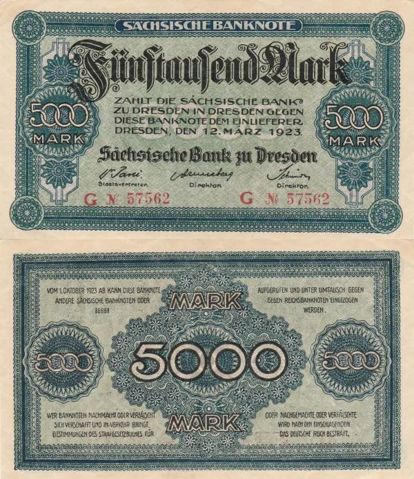 5000 Mark Sachsische Bank-1923
