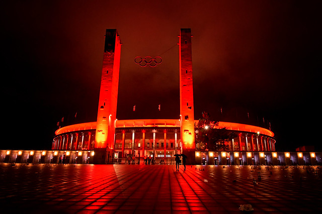 Berlin home Olympiastadion in red