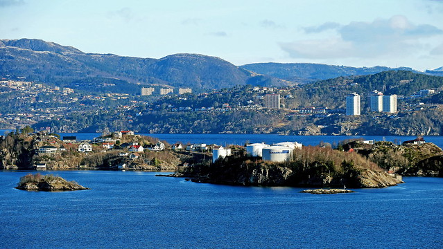 Bergen - the Florvåg Island between two parts of the Byfjord towards Lønborg and Åsane