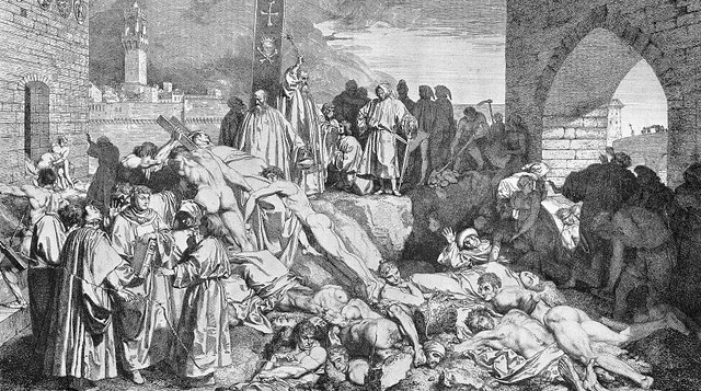 Le peste di Firenze del 1348 – incisione di Luigi Sabatelli (1772-1850)