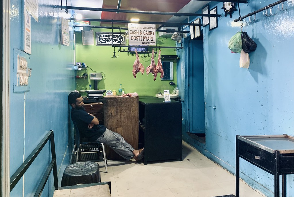 Islamic butcher in Richmond town Bangalore (Karnataka, India 2023)