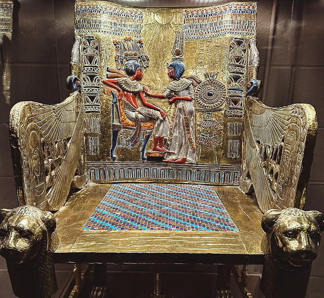 The Golden Throne found in the antechamber of King Tut's Tomb. (One of only two replicas authorized by the Egyptian Ministry of Antiquities)
