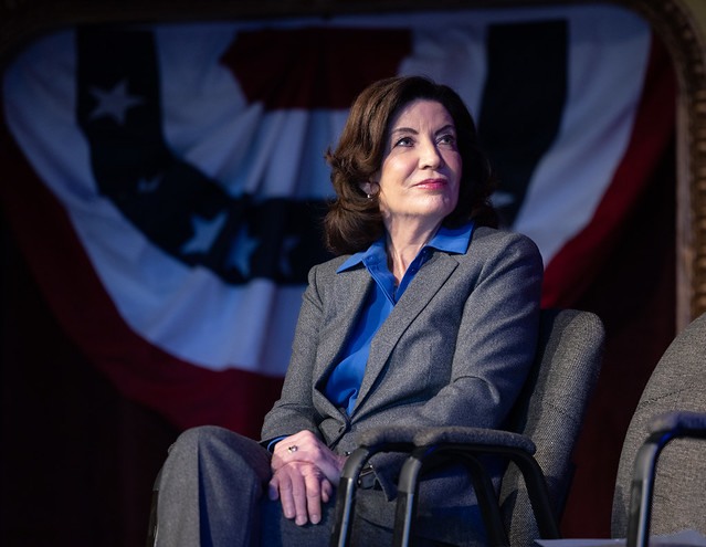 Governor Hochul makes an economic development announcement at the Cohoes Music Hall