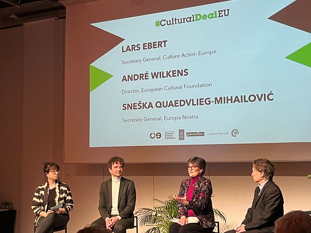 Sneška Quaedvlieg-Mihailović, Secretary General of Europa Nostra, addresses the audience at 2023 Cultural Deal for Europe annual policy conversation