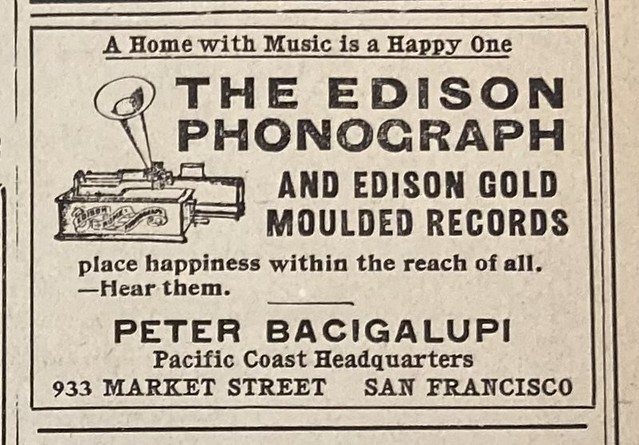 Peter Bacigalupi Edison ad, Orpheum program March 13, 1904