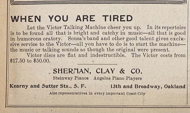 Sherman, Clay & Co. Victor ad, Orpheum program March 13, 1904
