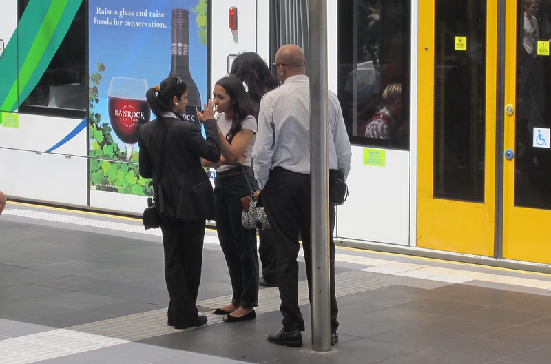 Ticket inspection on a tram platform stop (February 2013)