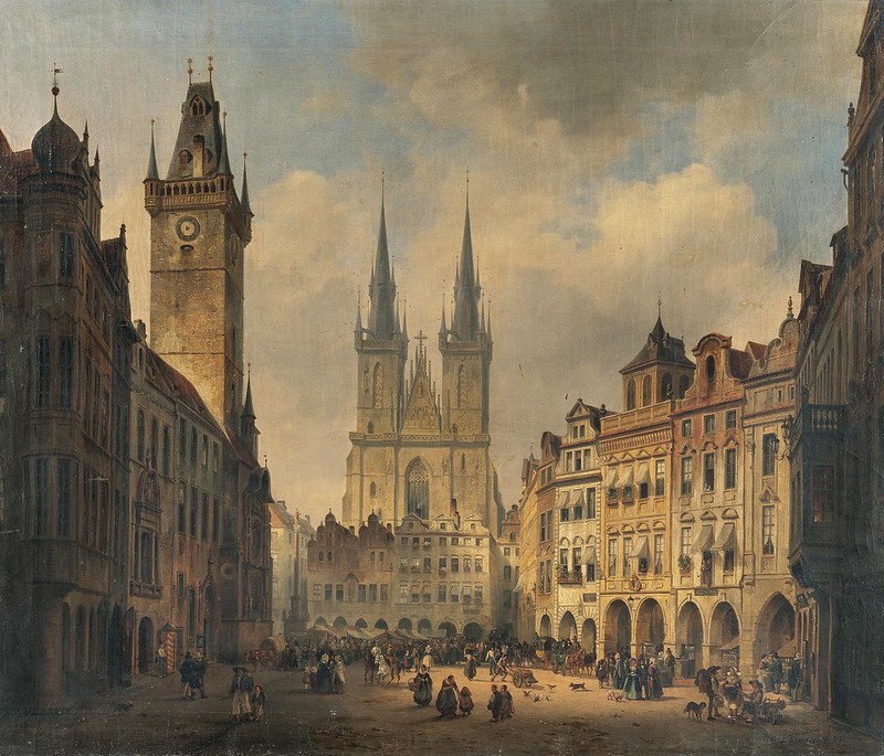 Ambros Ivo Vermeersch (1809-1852) - Blick auf die Teynkirche und den Altstädter Ring in Prag