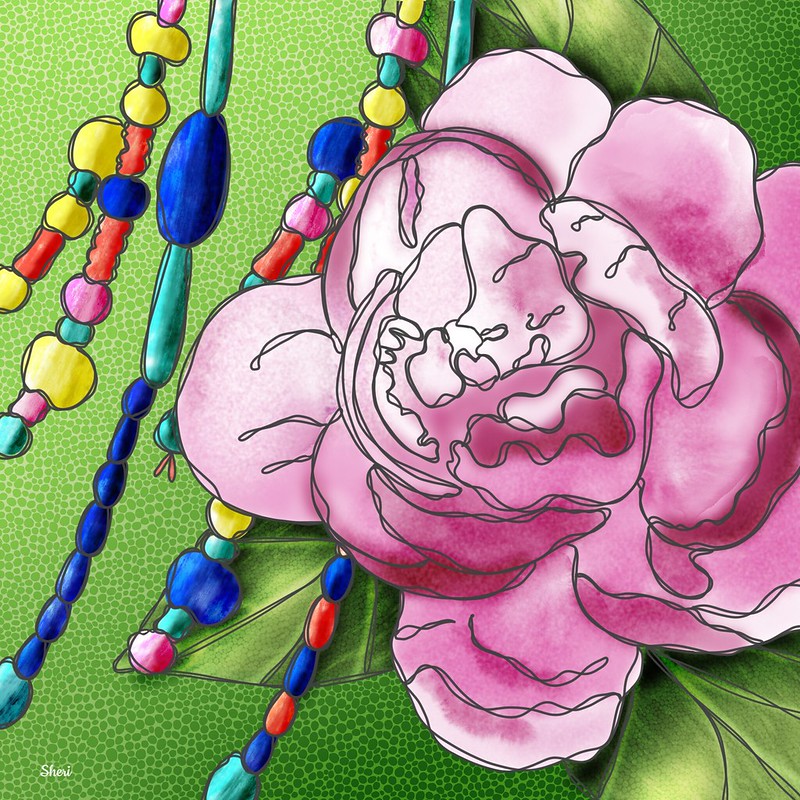 MarchDoodle Peony And Beads