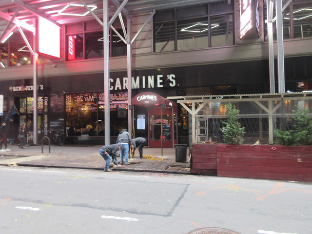 2023 Carmine's Restaurant Sidewalk Dining Out Shed Being Removed 0980