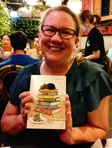 woman holding a birthday card