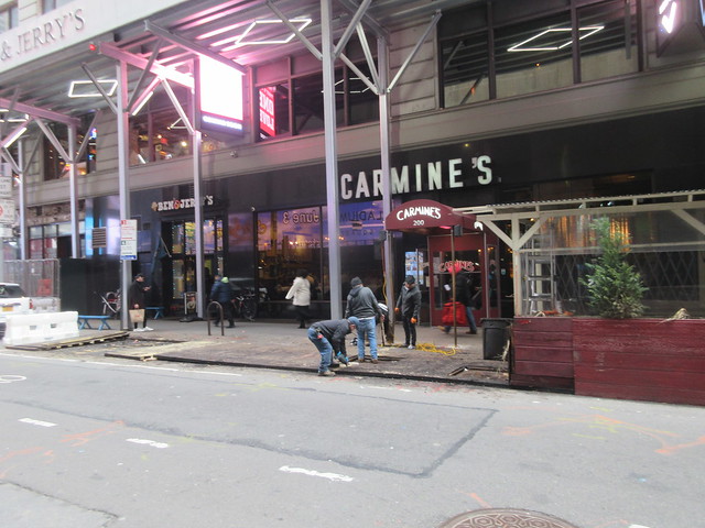 2023 Carmine's Restaurant Sidewalk Dining Out Shed Being Removed 0984