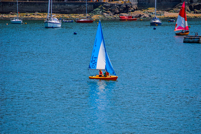 Blue and White Sail