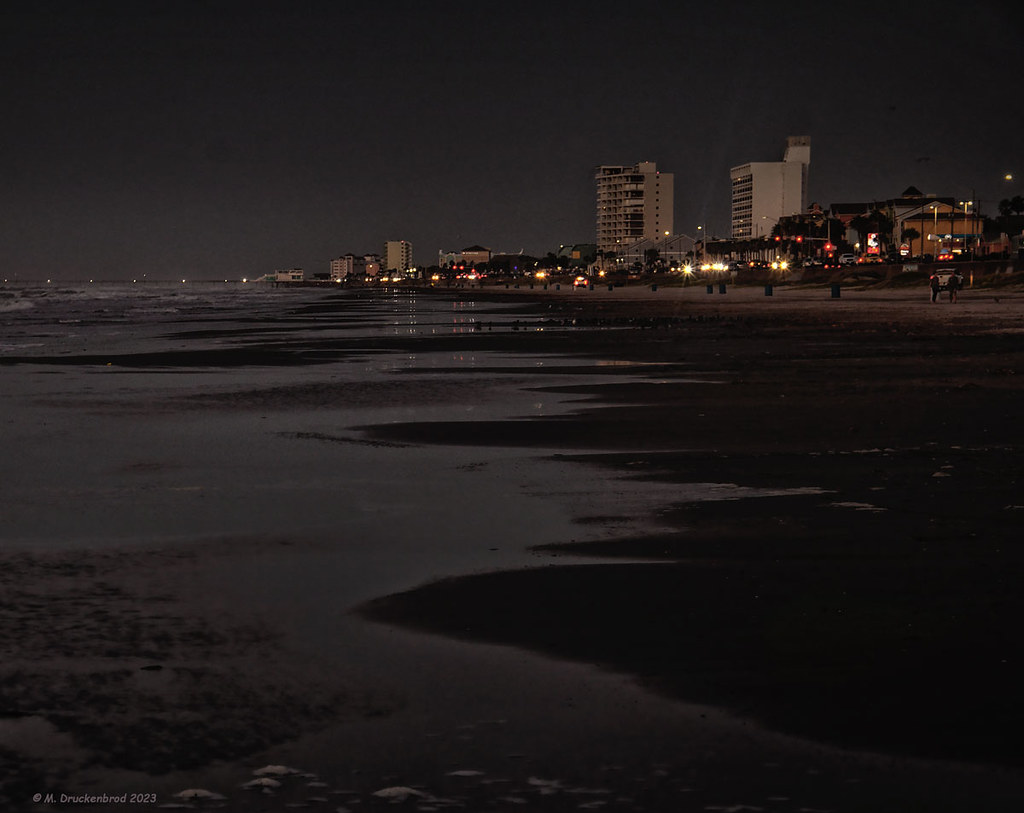 Galveston Beach at Night