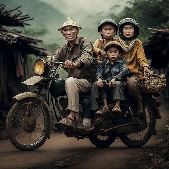 Vietnamese Family on a Bike