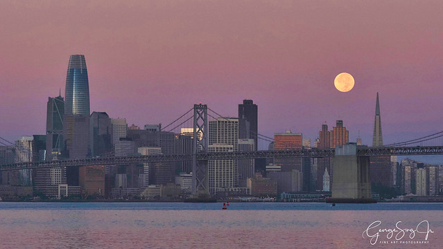 Moonset behind San Francisco (circa 2019)