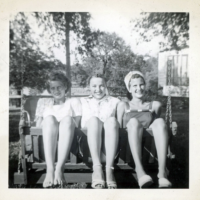 Three Girls on Swing, c 1950