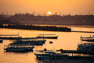 Sunset & Boats on Nile River, Aswan Egypt