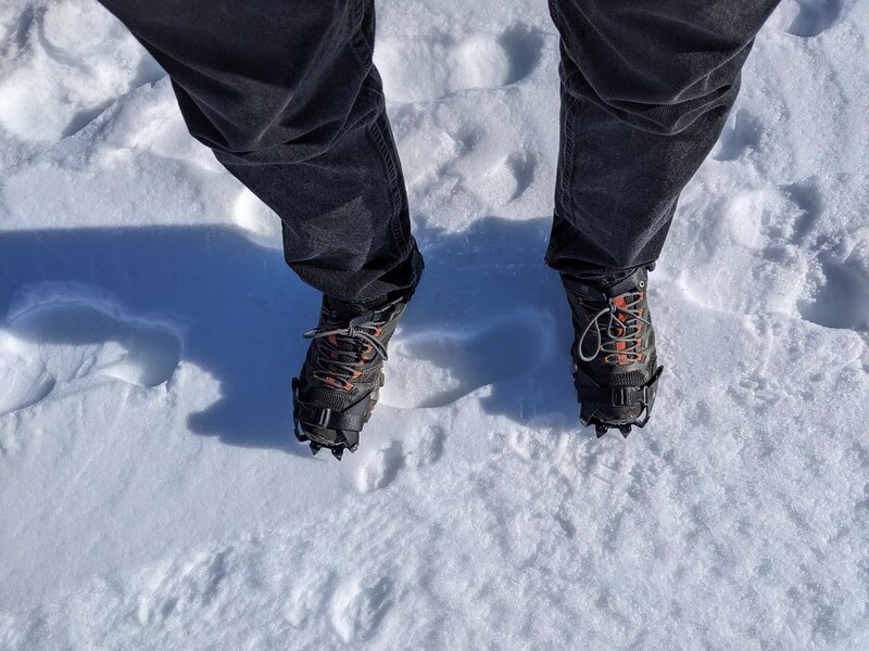 My new Kahtoola K-10 Hiking Crampons - they gripped the crusty snow perfectly
