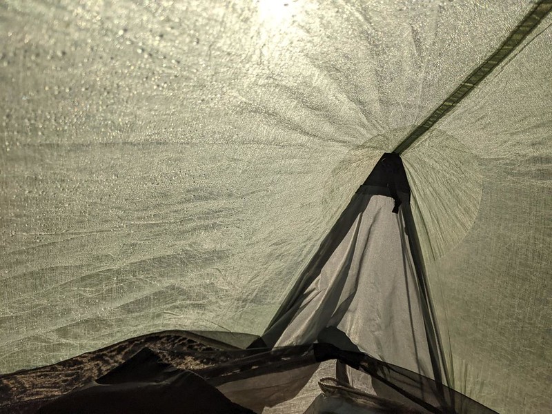 The problem with Dyneema single-wall tents is that condensation is an ever-present factor