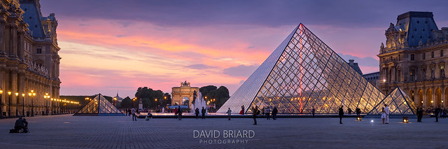 Spectacular sunset at Louvre Museum - Paris, France