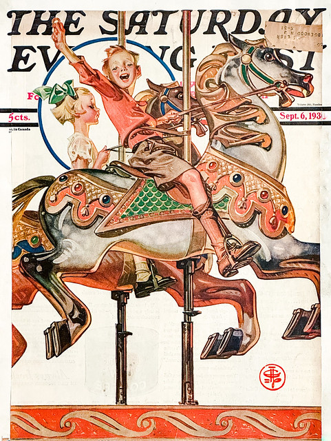 “Carousel Ride” by J.C. Leyendecker on the cover of “The Saturday Evening Post,” September 6, 1930.