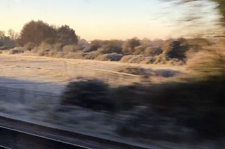 View from the train - frost on the tracks
