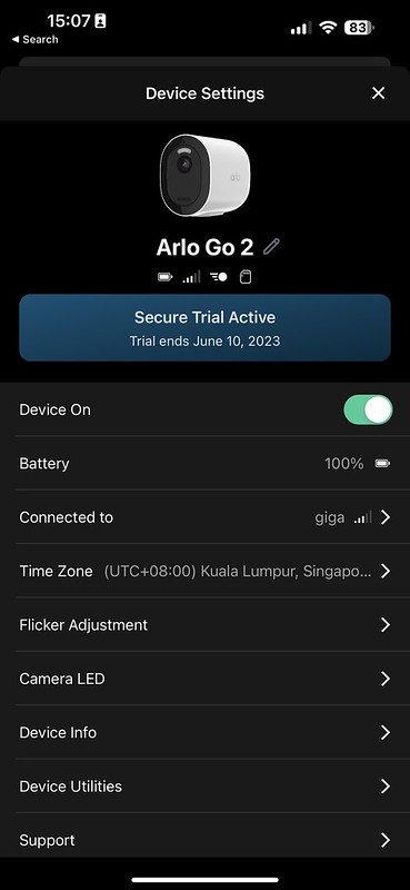 Arlo iOS App - Settings