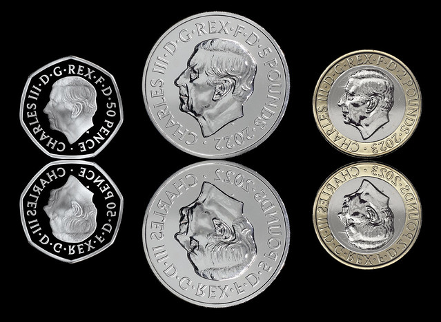 King Charles III 50p, £5 & £2 Coins