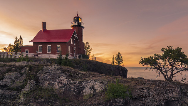 Sunset at Eagle Harbor lighthouse