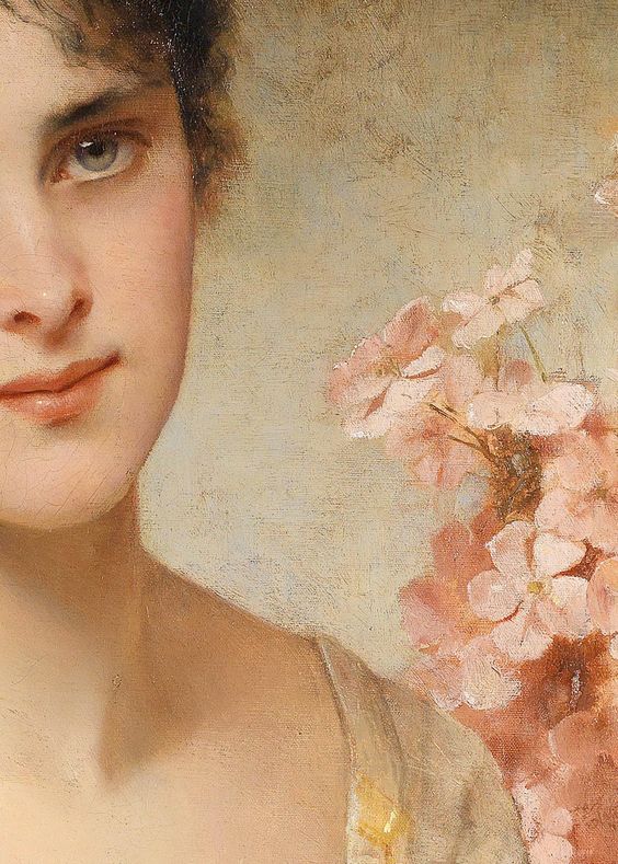 Conrad Kiesel. Detail from Girl with Flowers, 19th Century
