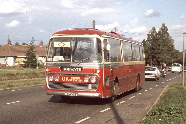 OK Motor Services . Co. Durham . DHD237E . Martlesham , Suffolk . Saturday afternoon 01st-October-1977 .