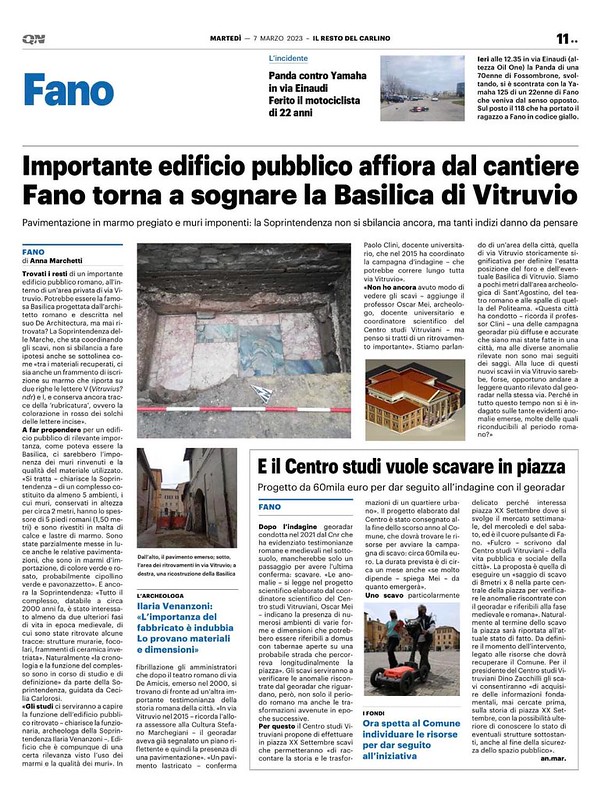 RARA 2023 / FANO - La Basilica di Vitruvio, architetto attivo nella seconda metà del I sec. a.C., citata nel suo trattato De Architectura; in: Soprintendenza-Ancora / Fb (07/03/2023), et al.,