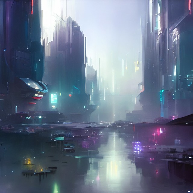 digital art of futuristic city with bubbles in the sky