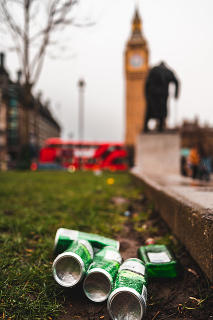 Gordon's Gin Cans, Parliament Square, London, UK