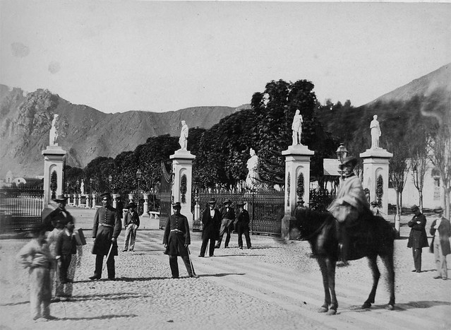 Henry o Enrique Meiggs en la Alameda de los Descalzos , Lima, Perú, próspero empresario ferrocarrilero 1870