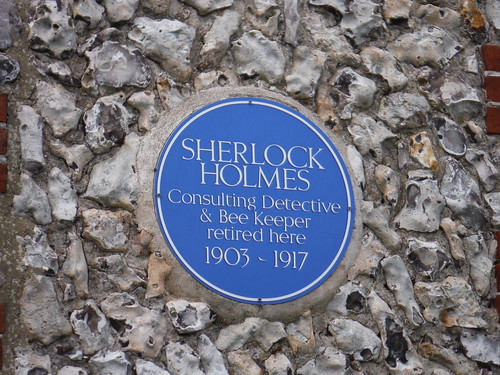 Plaque for Sherlock Holmes' Retirement Home, The Green, Friston, East Sussex SWC403 - Hampden Park to Eastbourne