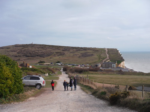 Path down to Birling Gap, with Belle Tout beyond SWC403 - Hampden Park to Eastbourne