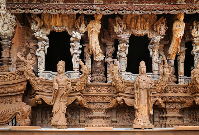 Majestic carved wood windows of the Sanctuary of Truth