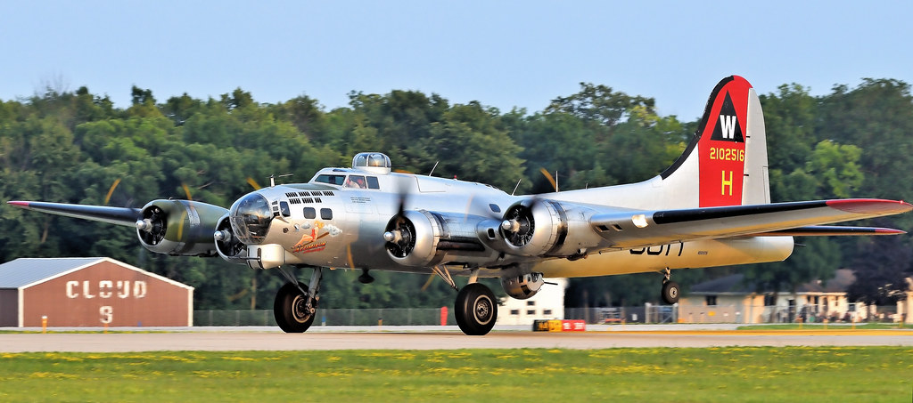 Boeing B-17 Flying Fortress 105-VE Aluminum Overcast N5017N s/n 44-85740 USAAF Photo taken in the Evening about 8:30pm
